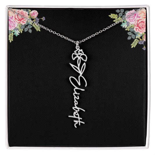 Birth Month Flower Name Necklace