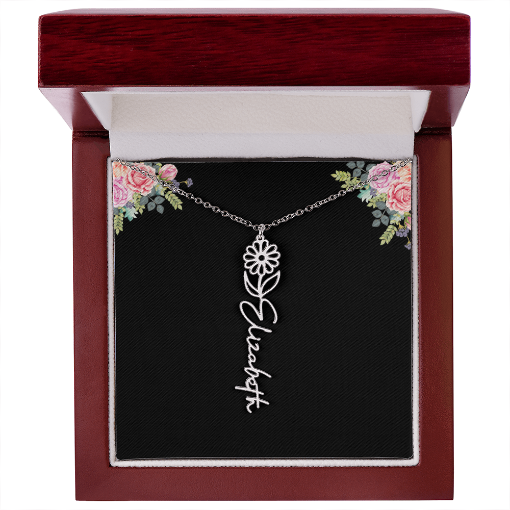 Birth Month Flower Name Necklace