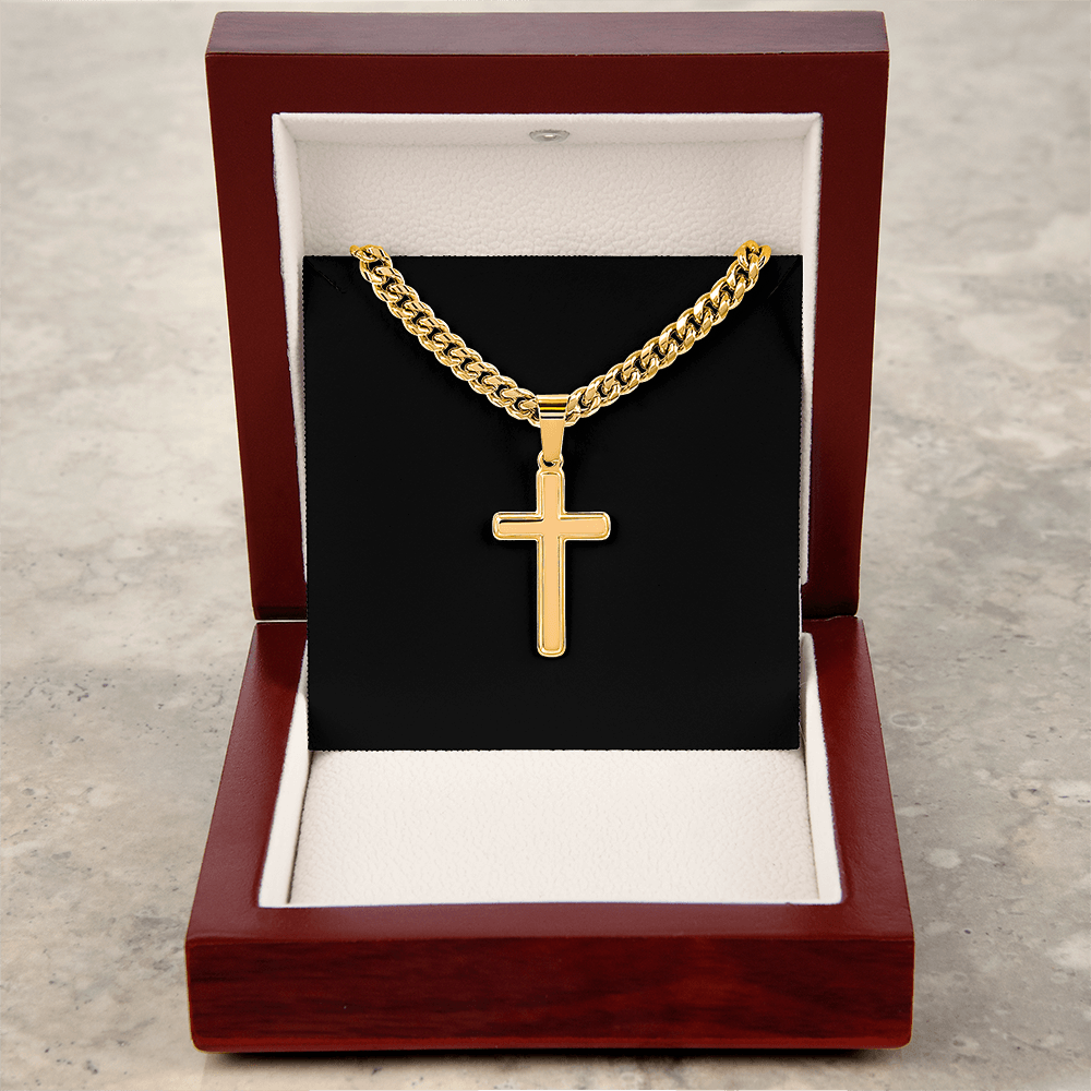 Personalized Cross with Cuban Link Chain