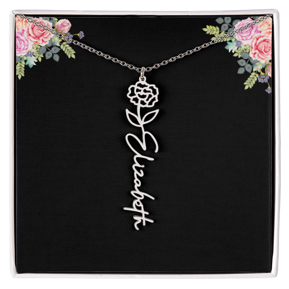 Birth Month Flower Name Necklace