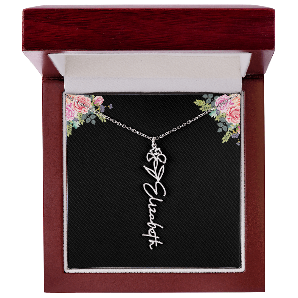 Birth Month Flower Name Necklace