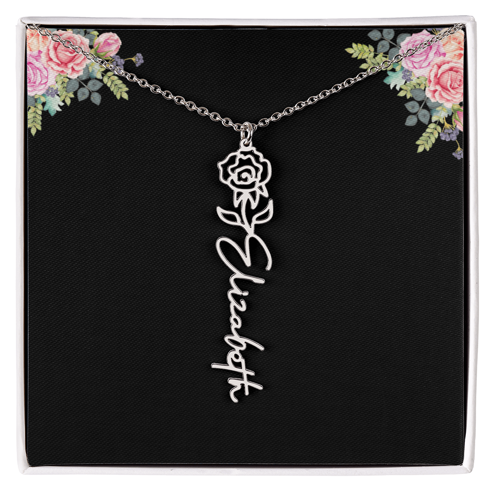 Birth Month Flower Name Necklace