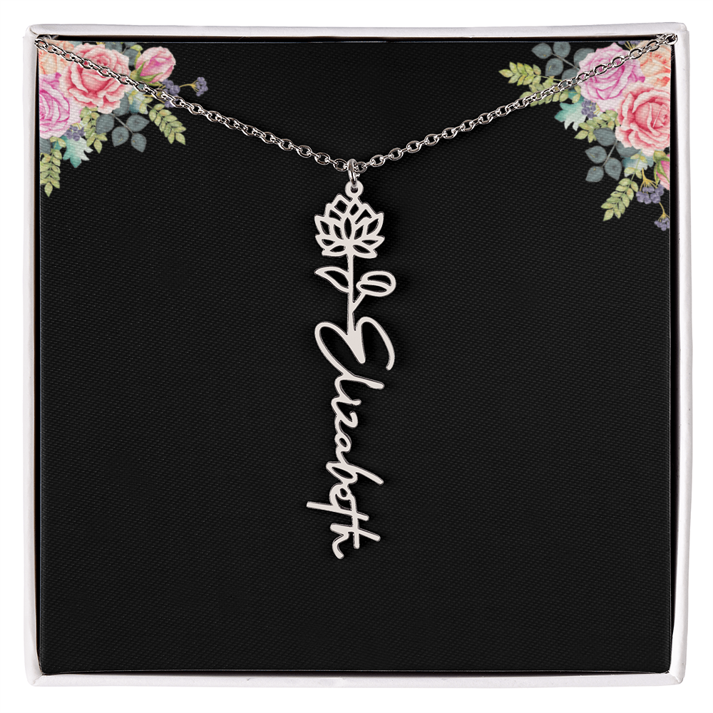Birth Month Flower Name Necklace