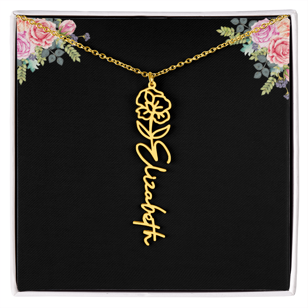 Birth Month Flower Name Necklace
