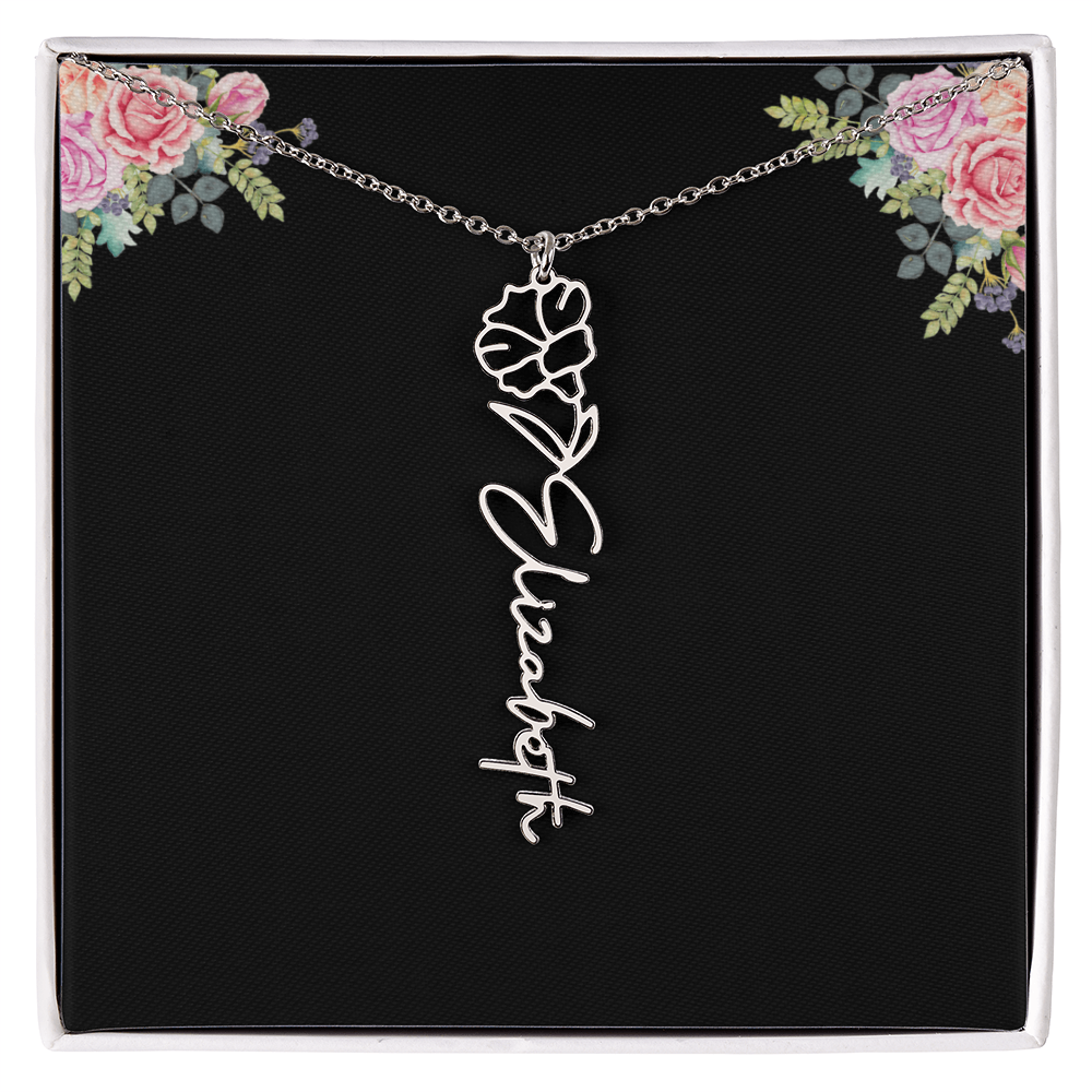 Birth Month Flower Name Necklace