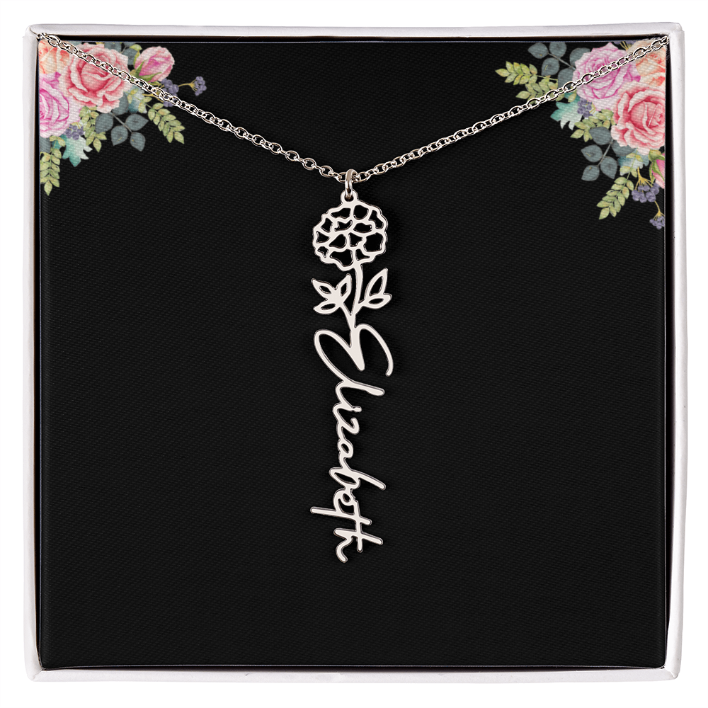 Birth Month Flower Name Necklace