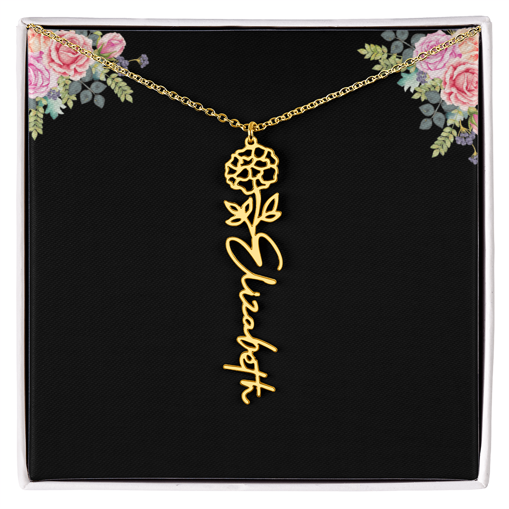 Birth Month Flower Name Necklace