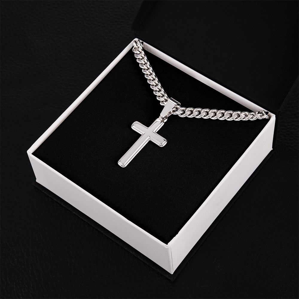 Personalized Cross with Cuban Link Chain