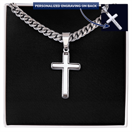 Personalized Cross with Cuban Link Chain