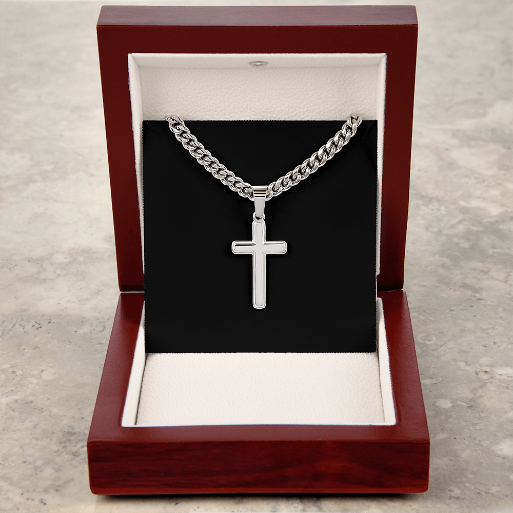 Personalized Cross with Cuban Link Chain