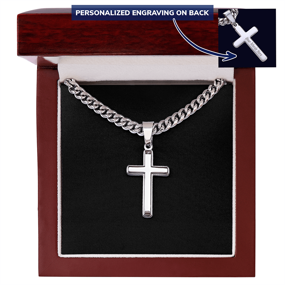 Personalized Cross with Cuban Link Chain