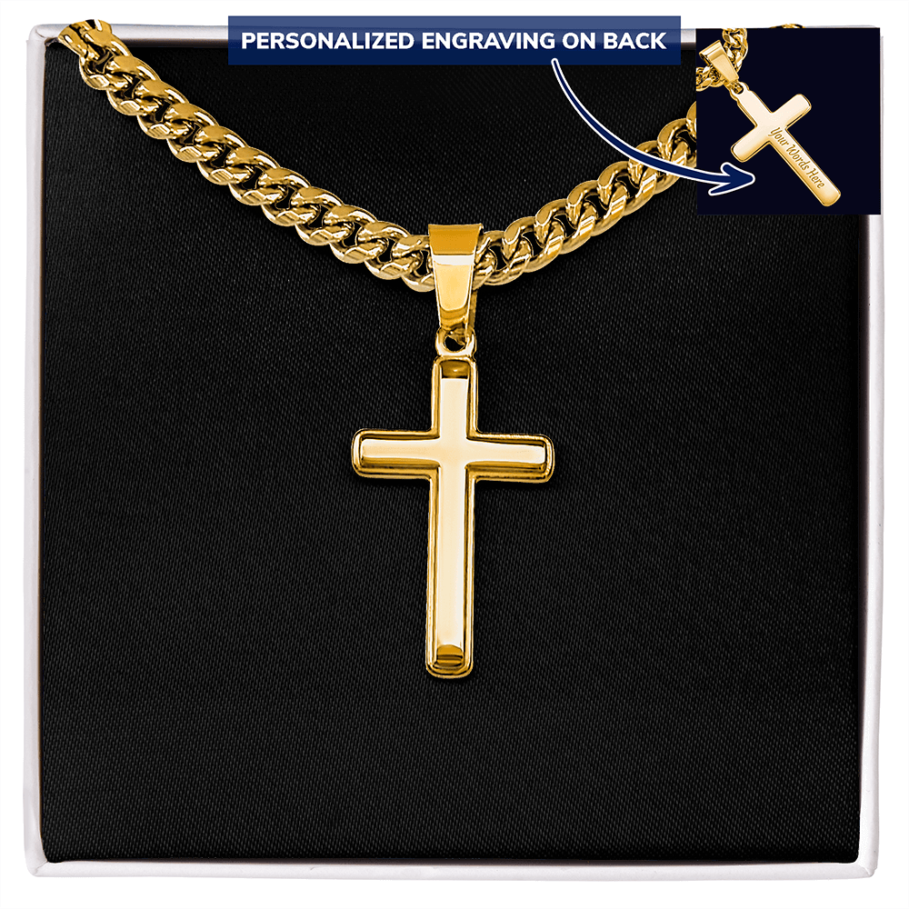 Personalized Cross with Cuban Link Chain