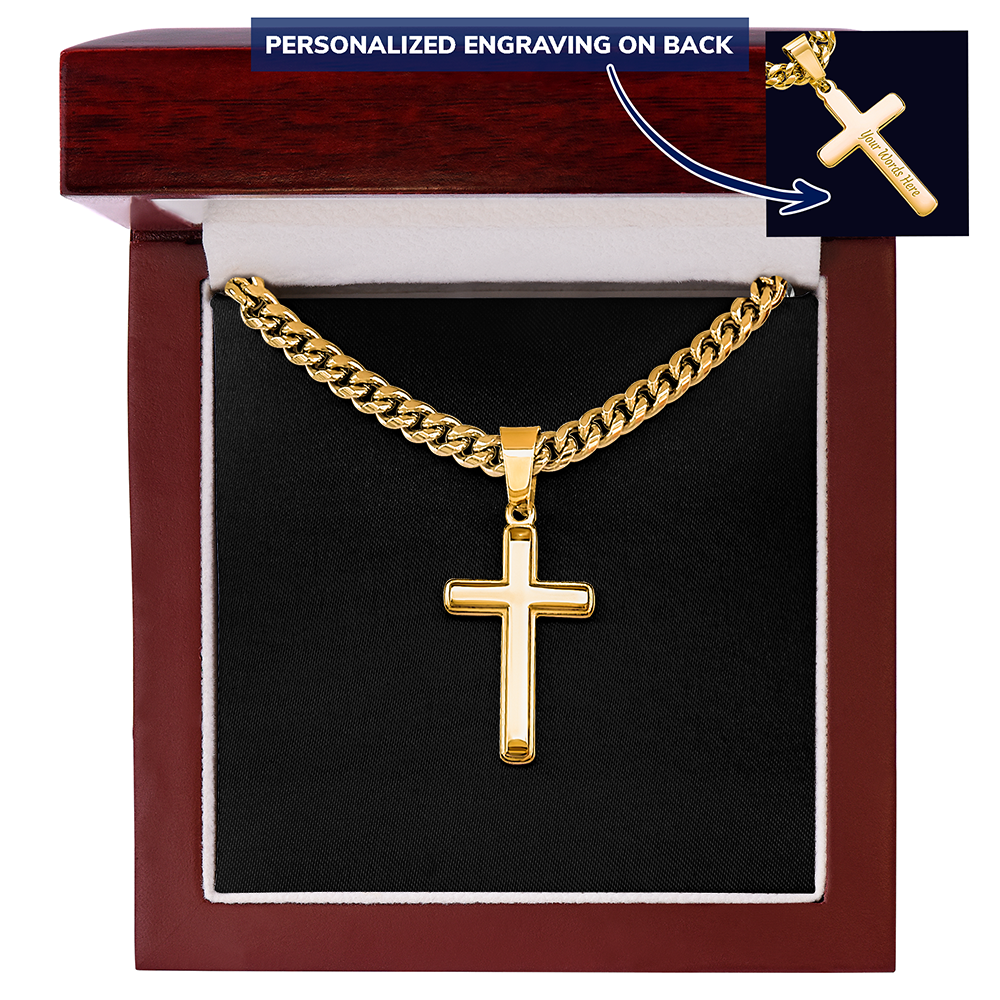 Personalized Cross with Cuban Link Chain